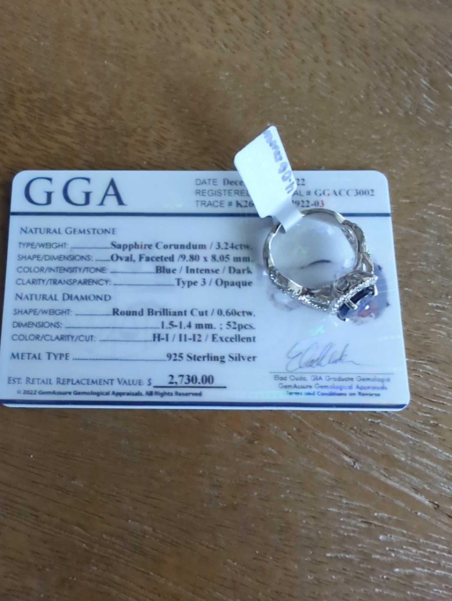 Silver sapphire and Diamond ring - Image 3 of 4