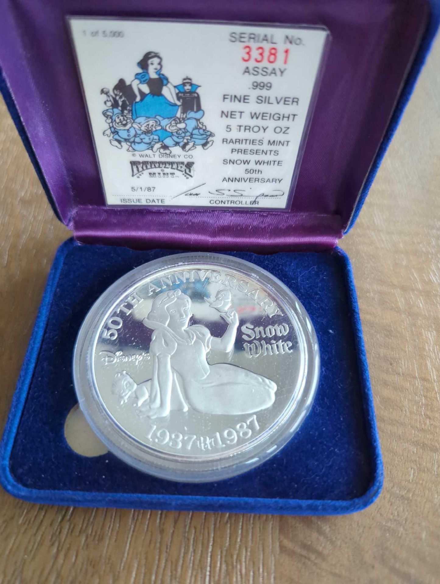 5 oz Vintage Snow White Silver Coin with COA