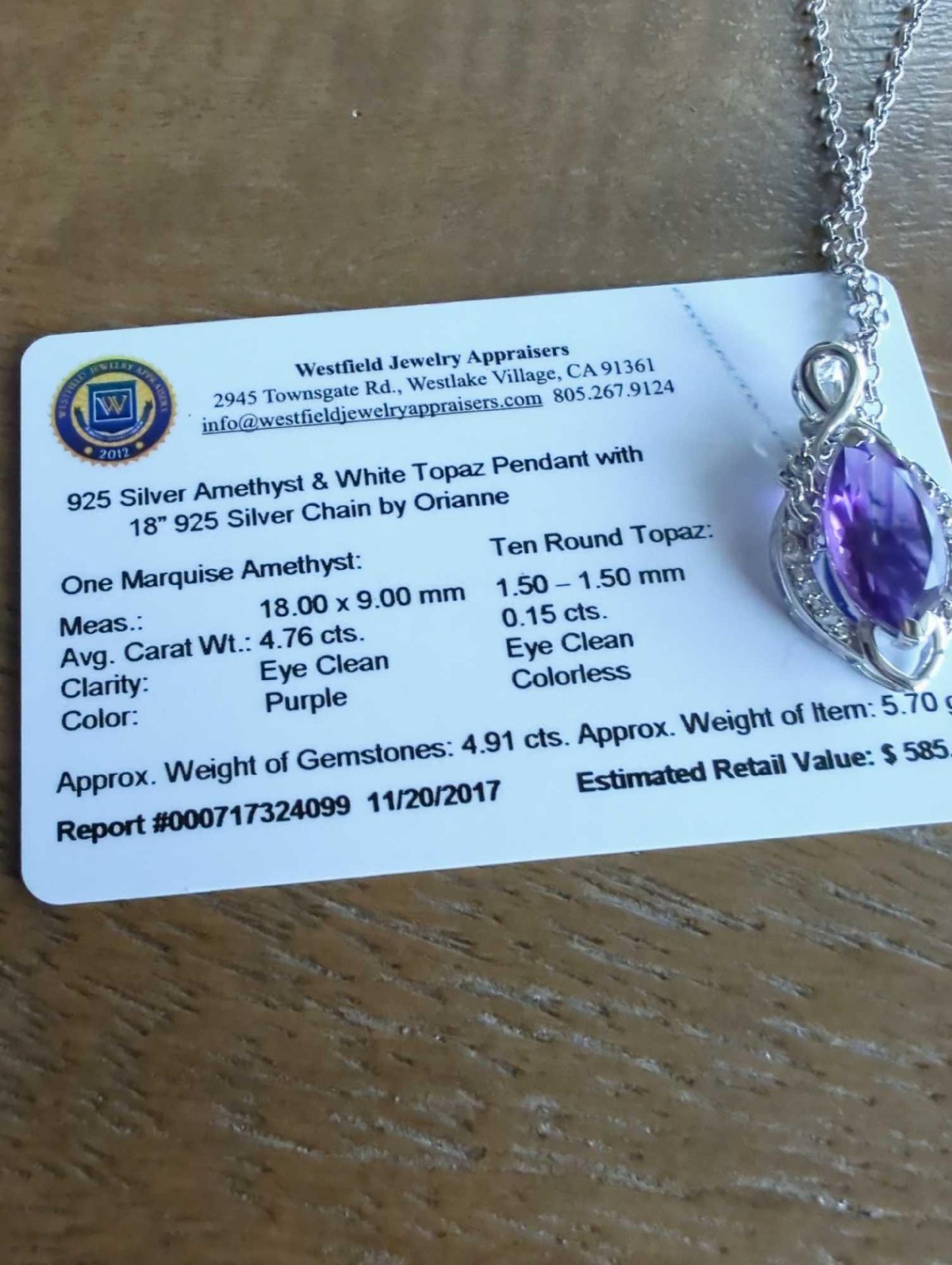 Silver amethyst and topaz pendant - Image 4 of 4