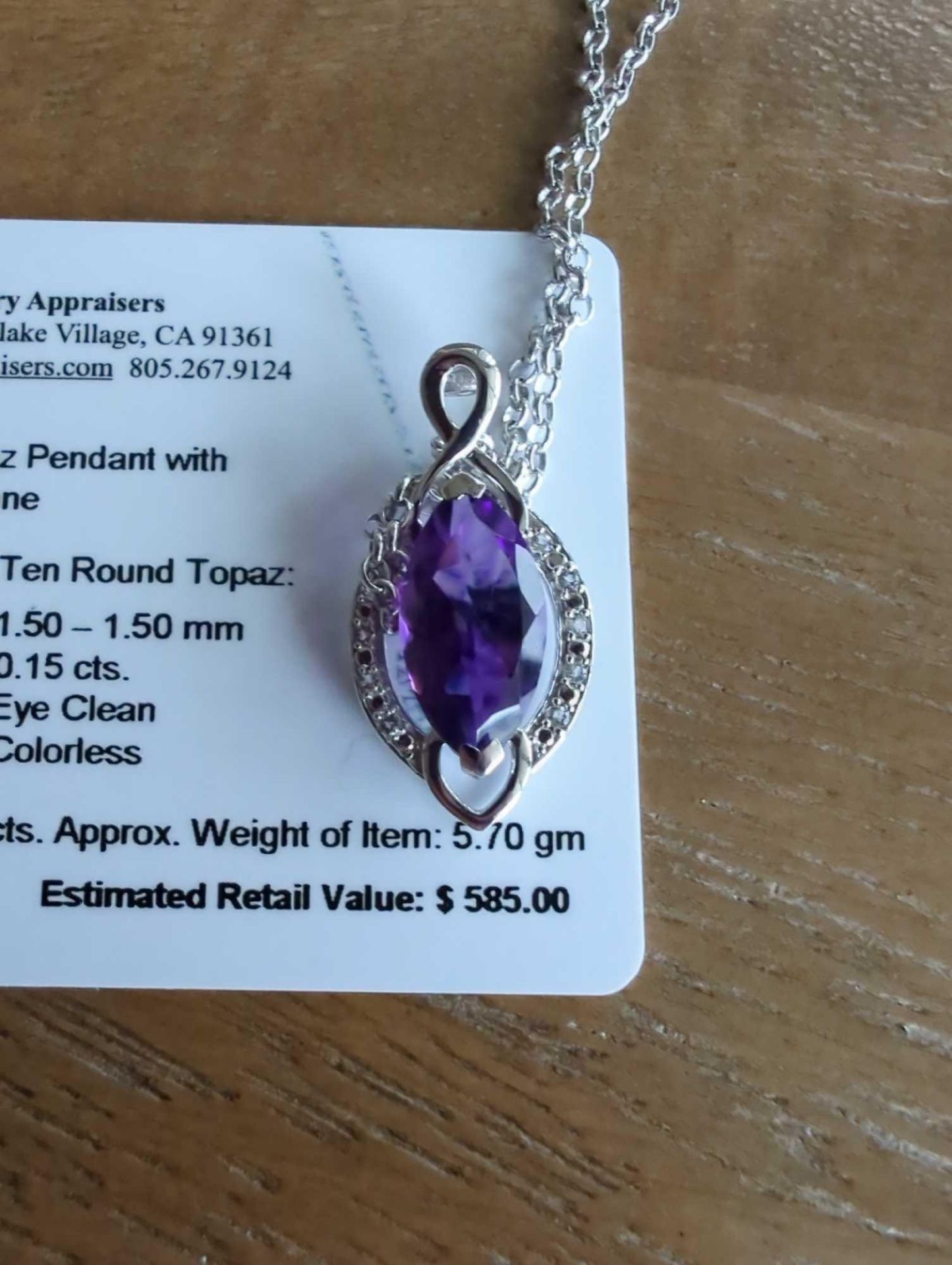 Silver amethyst and topaz pendant - Image 2 of 4