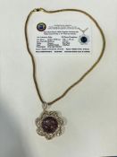 Silver Ruby & White Sapphire Pendant with Yellow Gold Overlay 18" Chain by Orianne