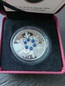 2010 crystal blue silver snowflake coin with box