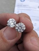 4ct Diamond Earrings, 2.13 and 2.14 4.27 total weight