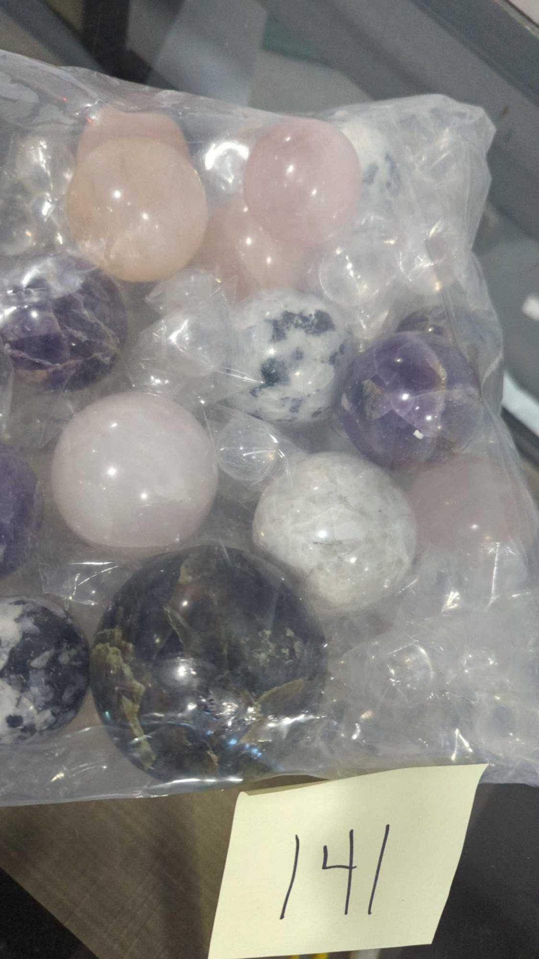 1-3" Crystal Spheres. Amethyst, labrodite, Moonstone, rose quartz, clear quartz - Image 3 of 5