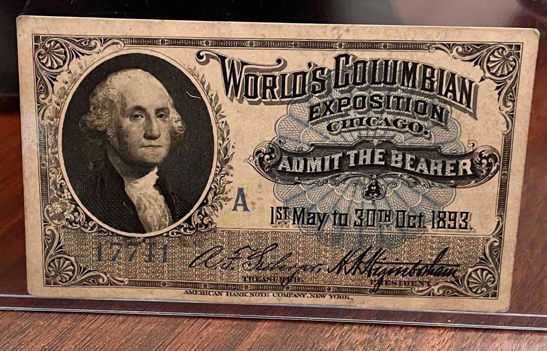 1893 Worlds Columbian Exposition Ticket