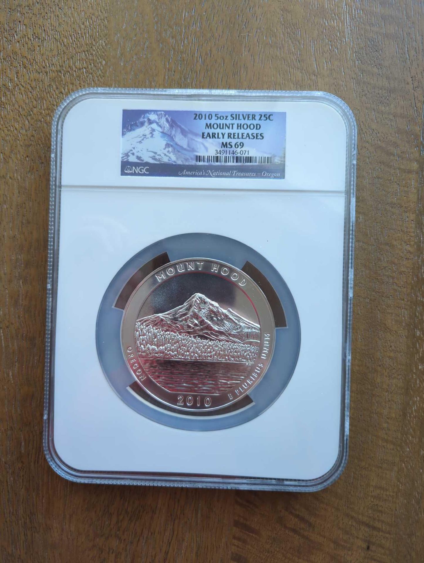 2010 5oz Silver 25c Mount Hood Early Releases MS 69