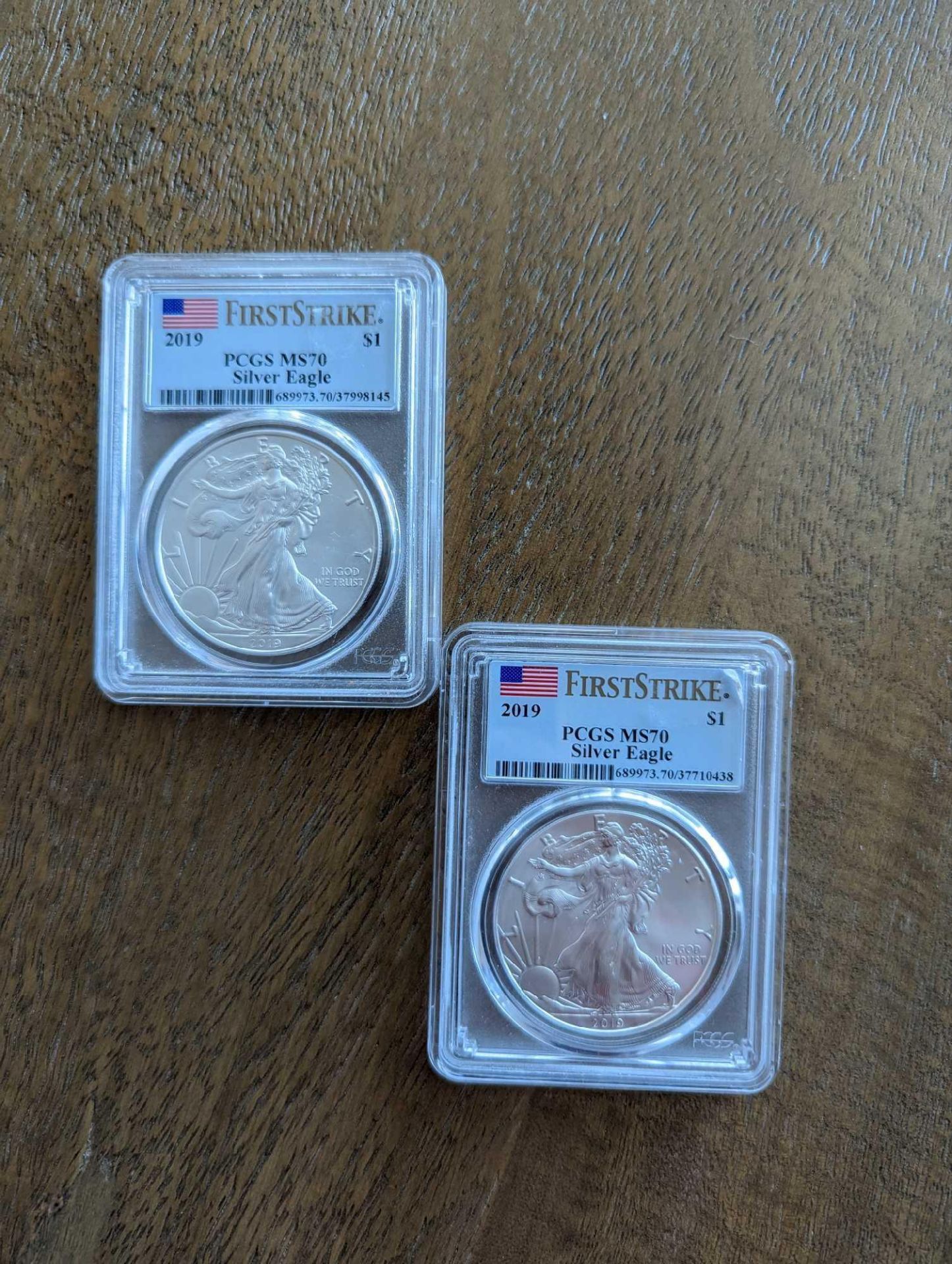 2 MS70 First Strike Silver Eagles