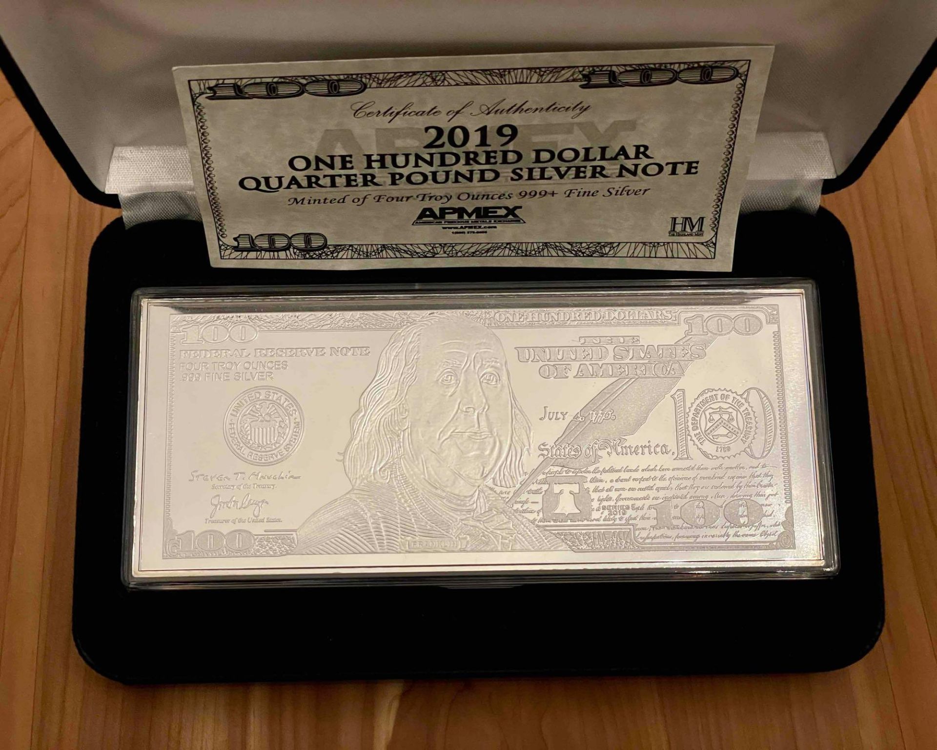 4oz $100 Silver Bar