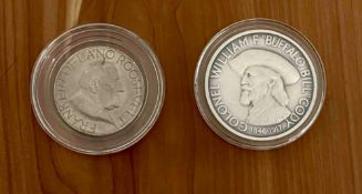 Silver Medal and Buffalo Bill Coin