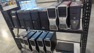 Rolling Rack of Dell Desktop Towers, Thinkcentre towers, cisco product