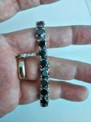 14K White Gold Fancy Black & colorless Round brillants cut diamond bracelet