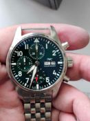 Iwc Chronograph 41 Green with box and papers, still under warranty