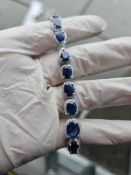 Diamond Necklace: 14K White Gold 45.10CTW Sapphire Corundum & 8.63 CTW