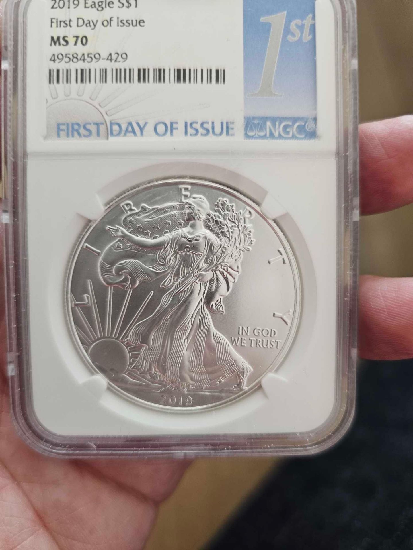 2019 MS70 First day of Issue Silver Eagle - Image 3 of 3