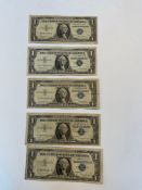 (5) 1957 $1 Silver Certificates, STAR Notes,