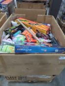 (1) GL- Curler, Nerf, ping pong balls, cards, cross bow, alarm. toys and more