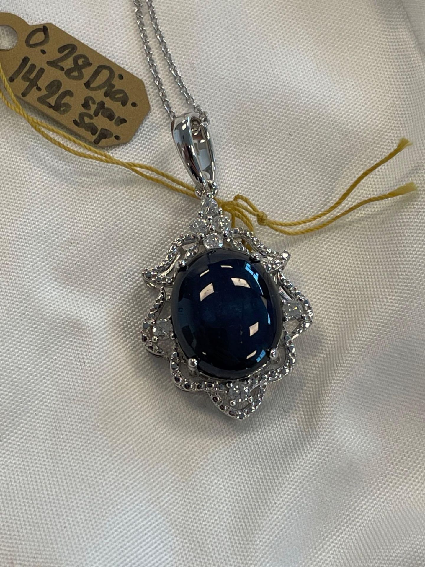 Jewelry; Star Sapphire Corundum & diamond necklace 14.26/.28 ctw & Star Sapphire Corundum & Diamond - Image 5 of 10