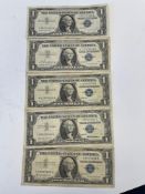 (5) 1957 $1 Silver Certificates, STAR Notes,