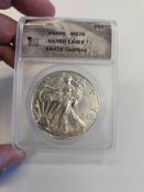 2020 (W) $1 America Silver Eagle 1 oz .999 fine Silver, ANACS MS-70