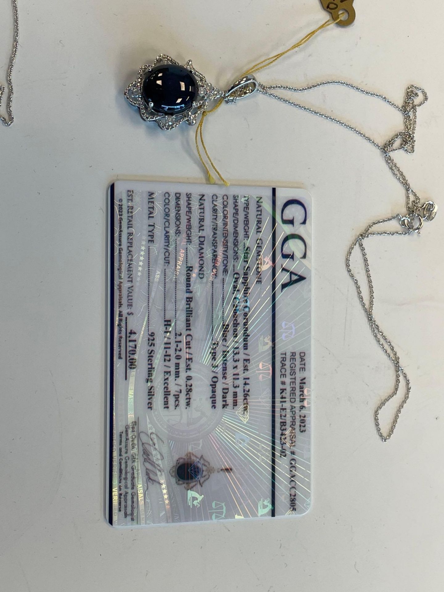 Jewelry; Star Sapphire Corundum & diamond necklace 14.26/.28 ctw & Star Sapphire Corundum & Diamond - Image 2 of 10