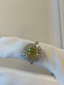 Jewelry; 2.05 CT Fancy Yellow Cushion White Gold Ring