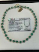 Jewelry; Emerald Beryl 22.94 ctw / Round Brillant Cut 1.61 ctw necklace