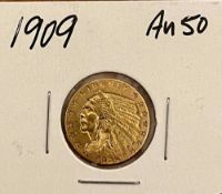 1909 $2.50 Gold Indian Quarter Eagle AU50