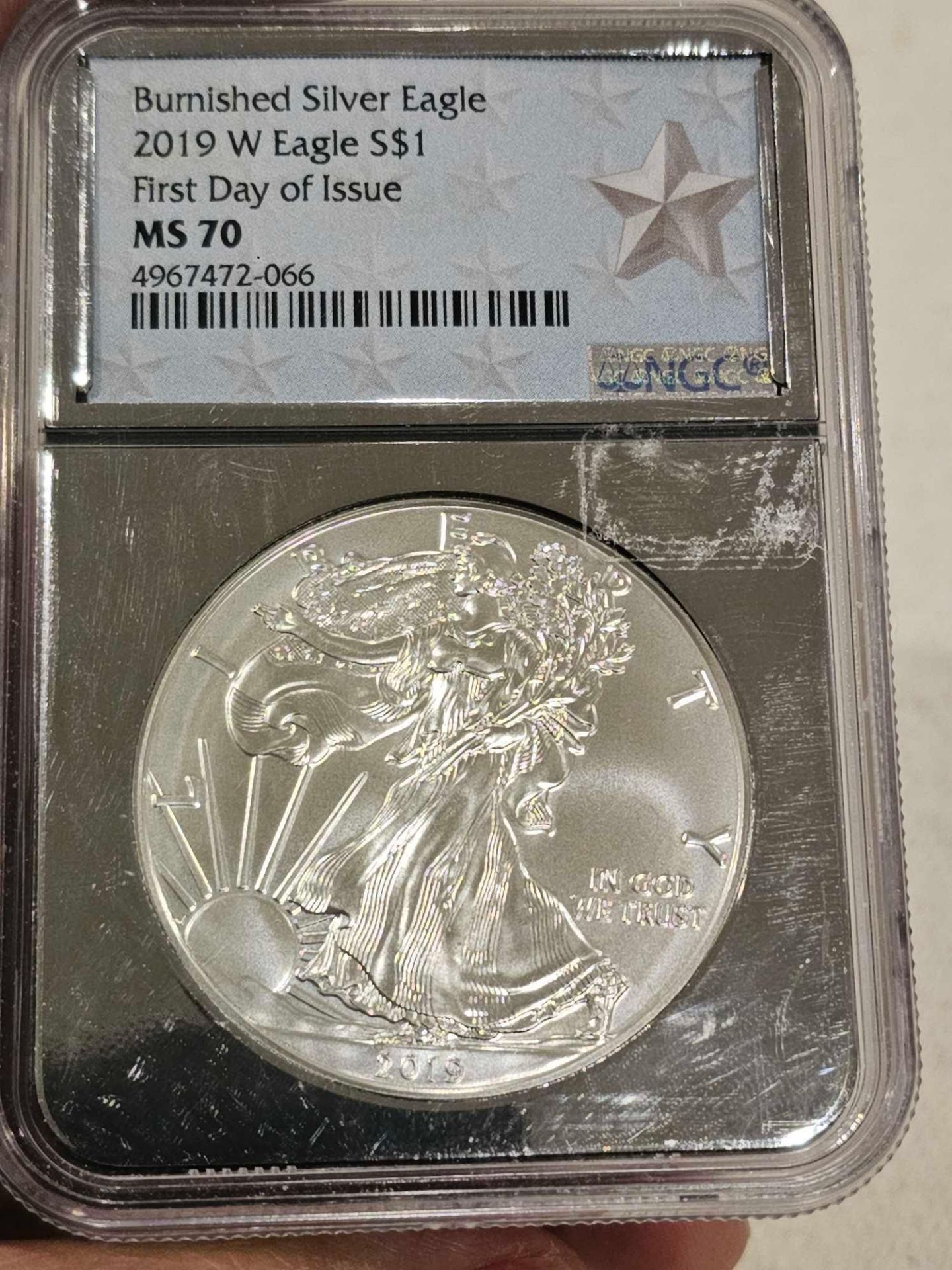 Burnished Silver Eagle 2019 W Early Release MS70
