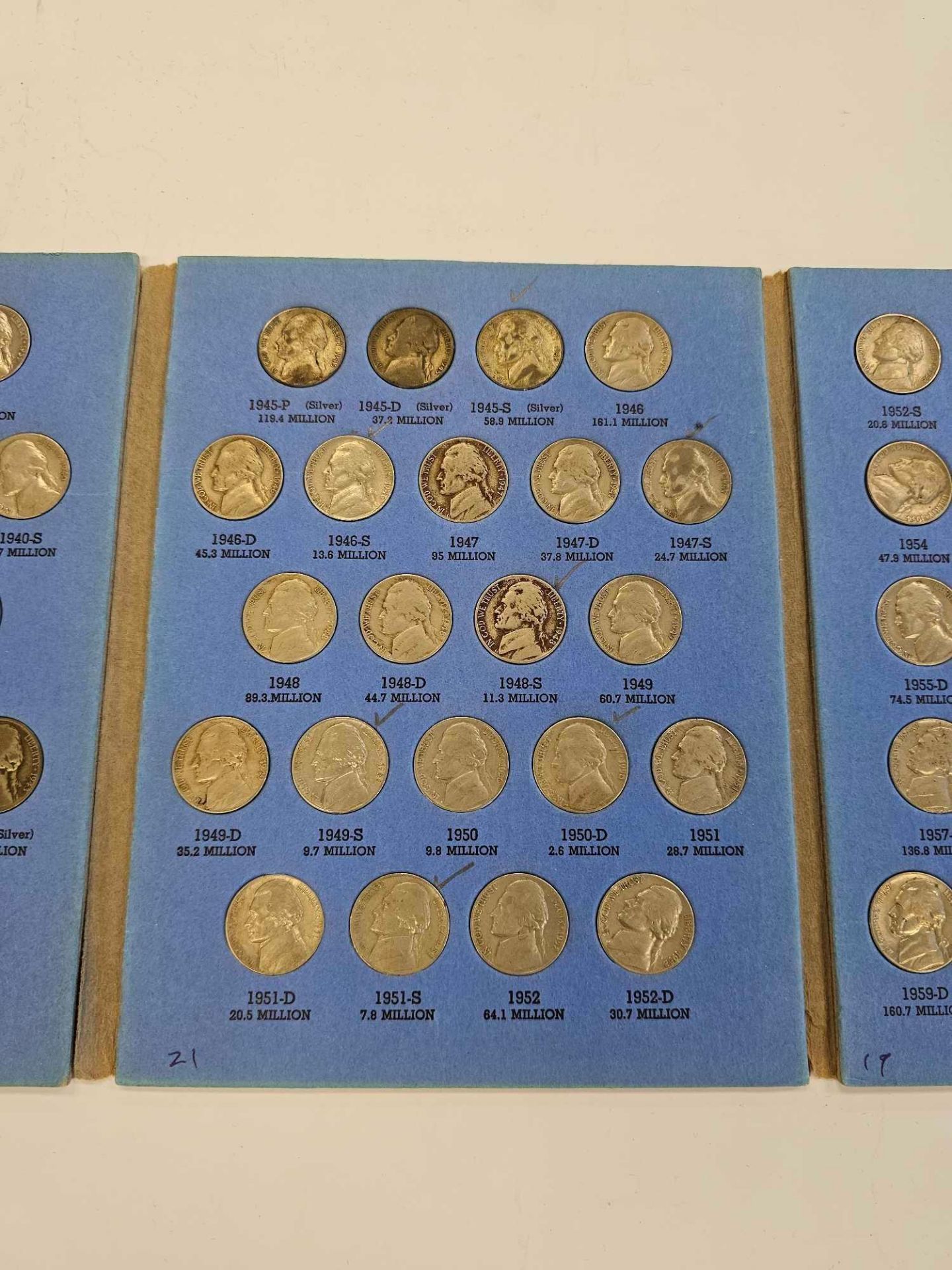 Complete set 1938-1960 Jefferson Nickels, key date 1950-D Nickel - Image 2 of 6