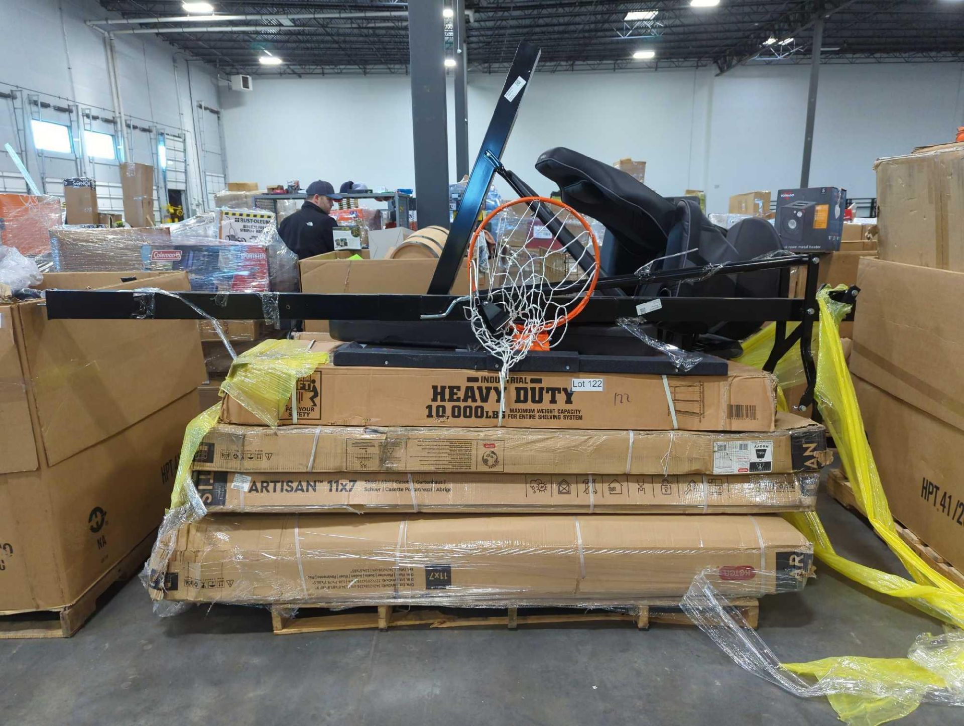 Pallet- Chair, Basketball hoop, Keter Shed, Shelving system - Image 6 of 6