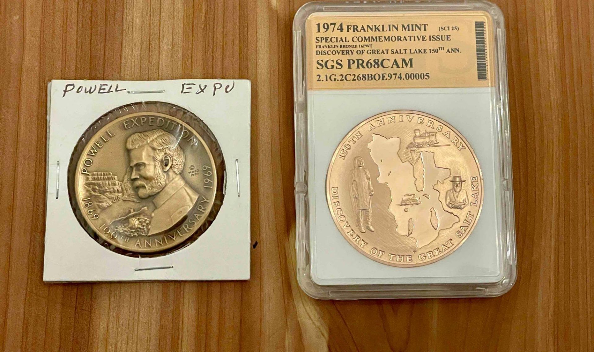 Rare 1974 Discovery of Great Salt Lake 150th Anniversary PR68 & Powell Expedition 100th Anniversary