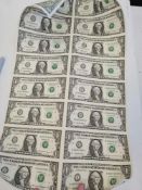 Uncut Sheet 1999 $1 Federal Reserve Notes, 16