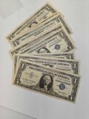 (10) Assorted $1 Dollar Silver Certificates