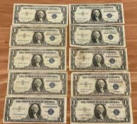 (10) $1 Silver Certificates 1935 & 1957