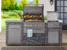 ss304 deluxe stacked stone 4 burner grill island with griddle