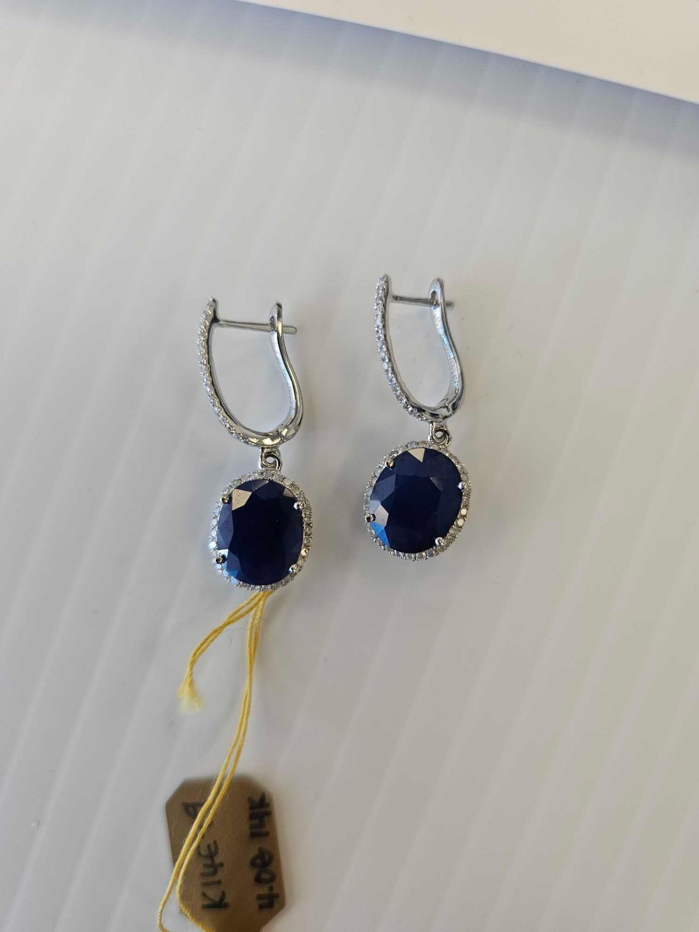 14kt sapphire and diamond earrings