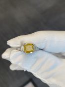 platinum diamond ring, GIA certified fancy yellow diamond
