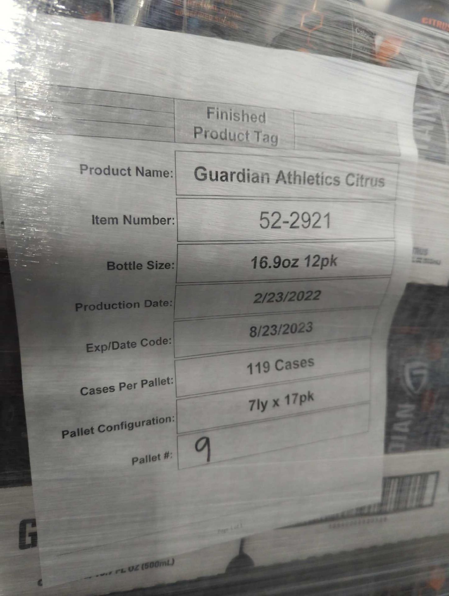 Pallet- Guardian Athletic Sports Drink Citrus 119 Cases - Image 4 of 4