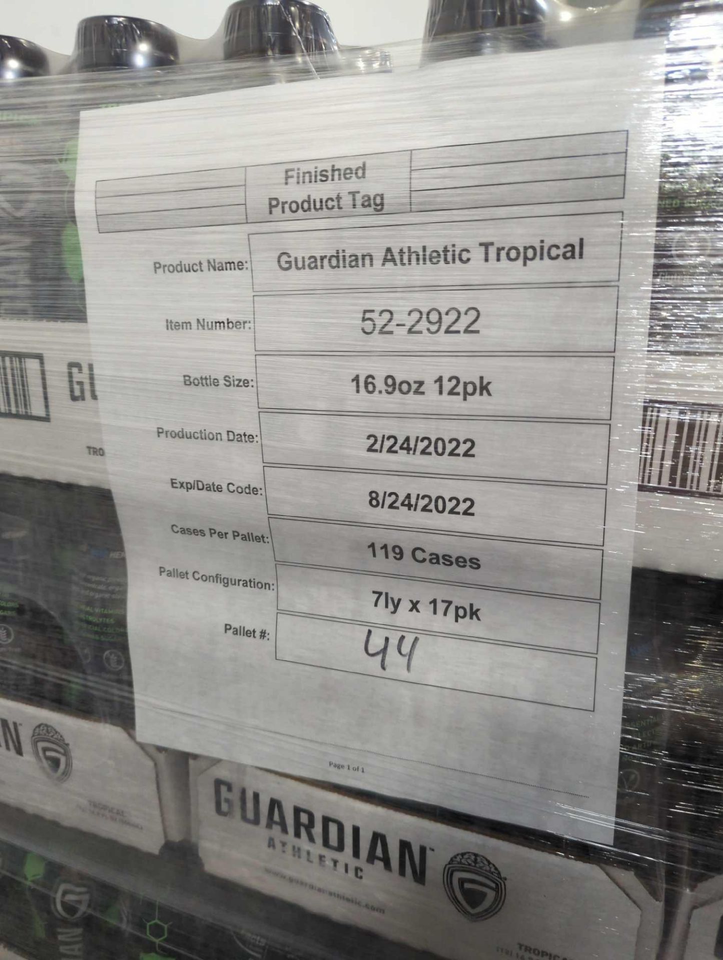 Pallet- Guardian Athletic Sports Drink Tropical 119 Cases - Image 4 of 4