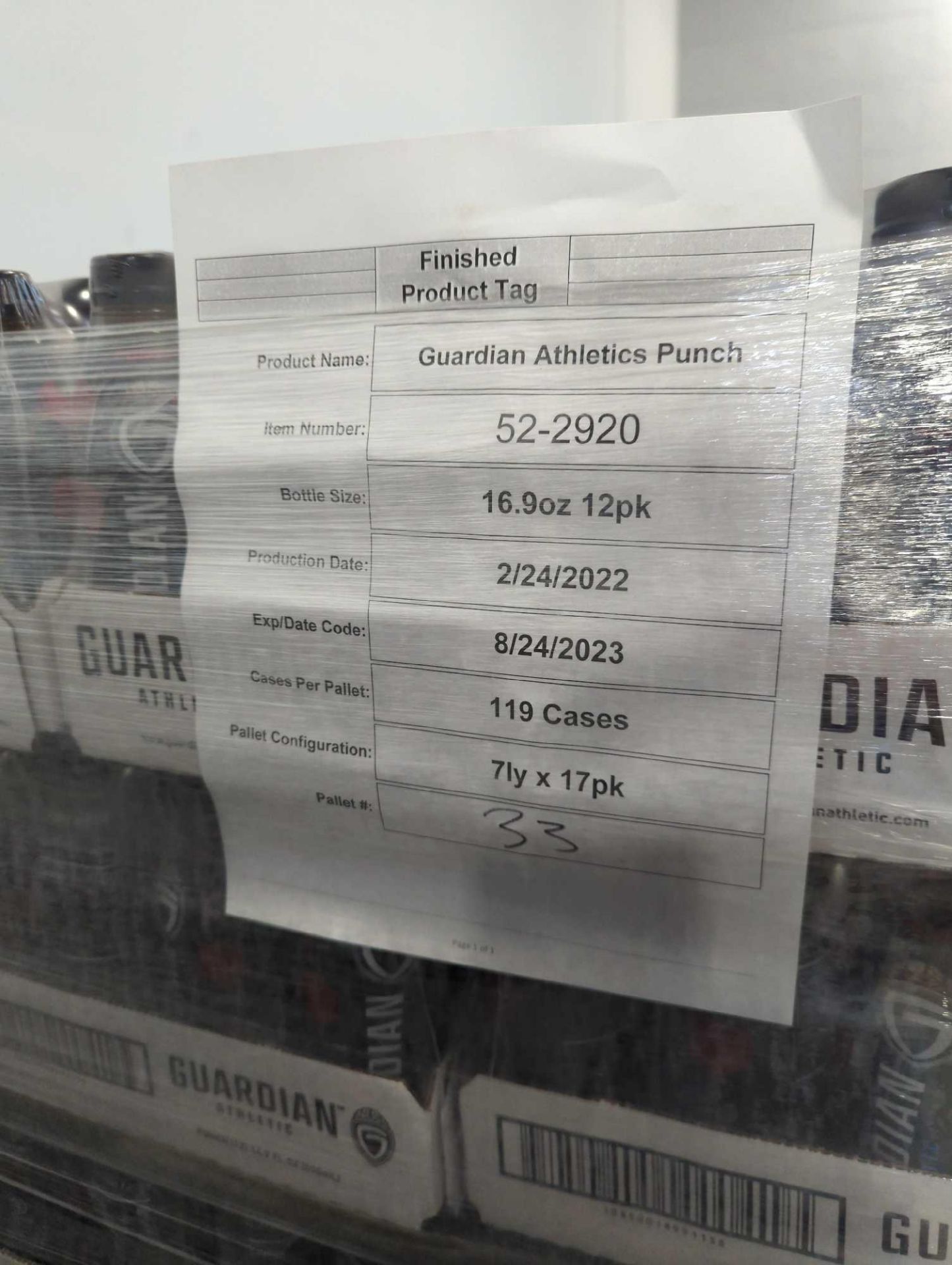 Pallet- Guardian Athletic Sports Drink Punch 119 Cases - Image 4 of 4