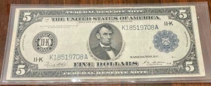 1914 $5 Federal Reserve Note (Very Fine)