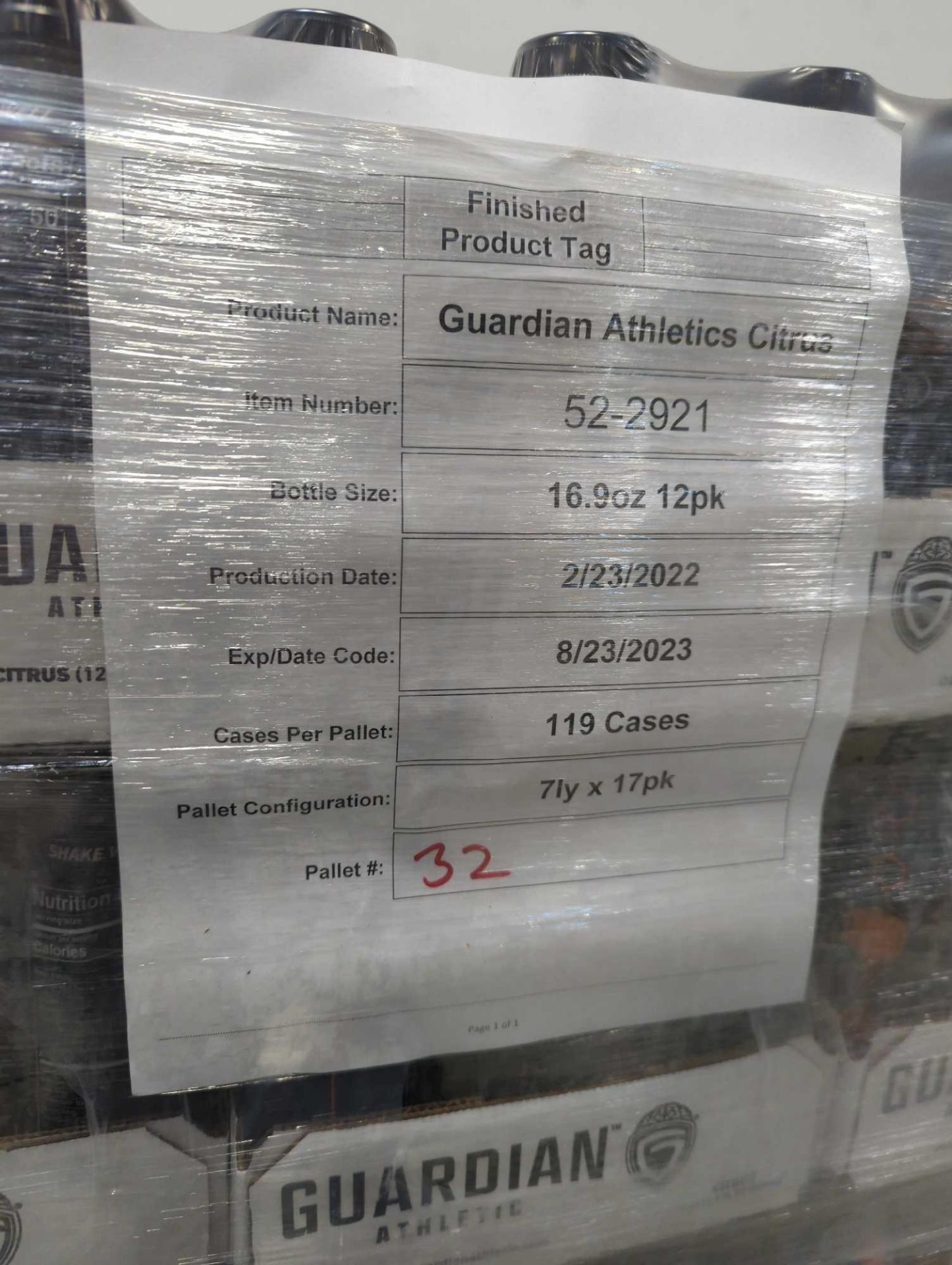 Pallet- Guardian Athletic Sports Drink Citrus 119 Cases - Image 4 of 4