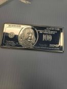 one troy pound silver hundred dollar bill (13.1 oz)