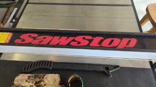 Radial arm table saw with sawstop