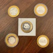 5 Silver Gaming Tokens