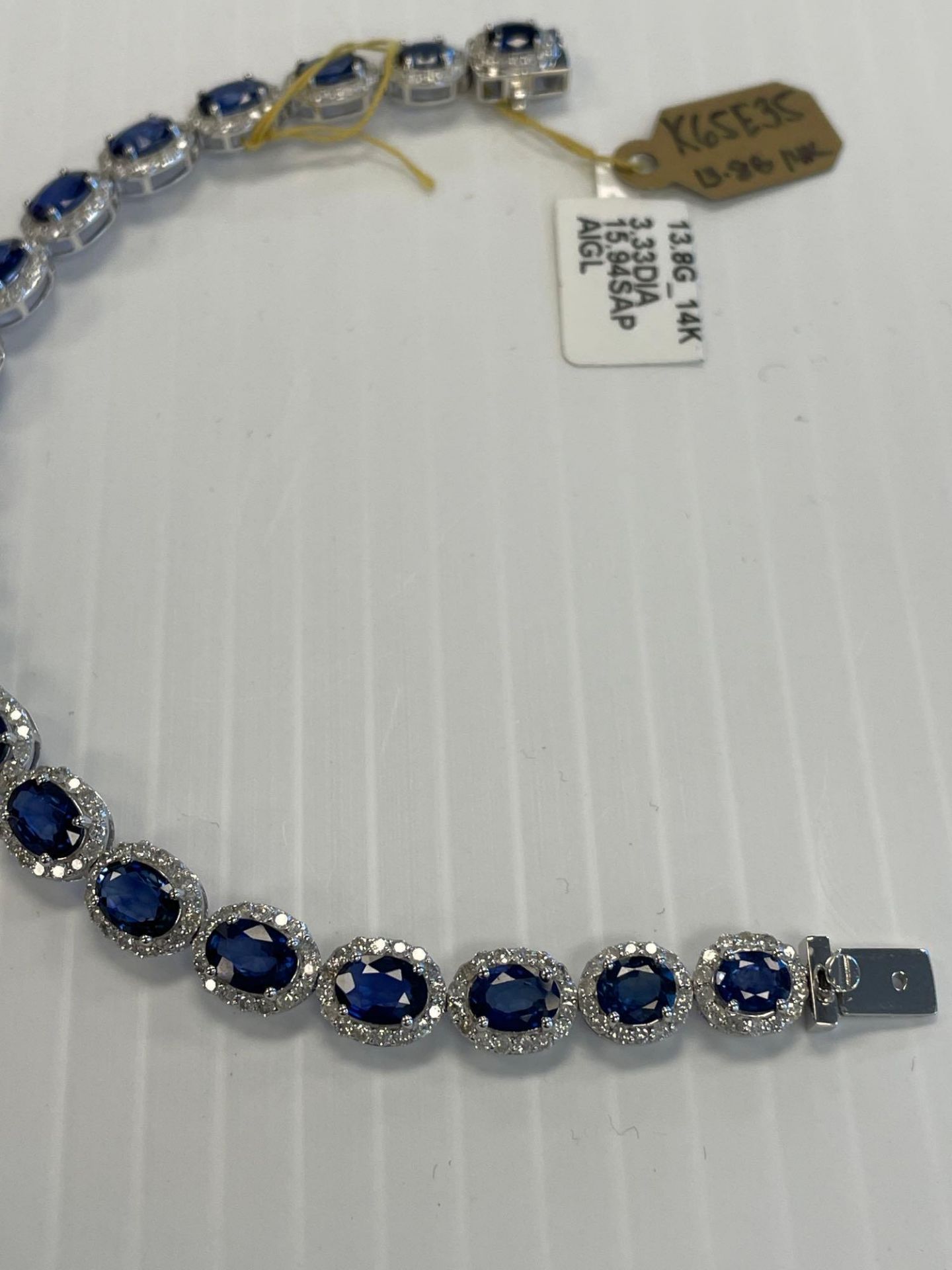 Jewelry: Sapphire & Diamond Bracelet 14KT 15.94 cts Sapphire /3.33 cts Diamond - Image 4 of 7