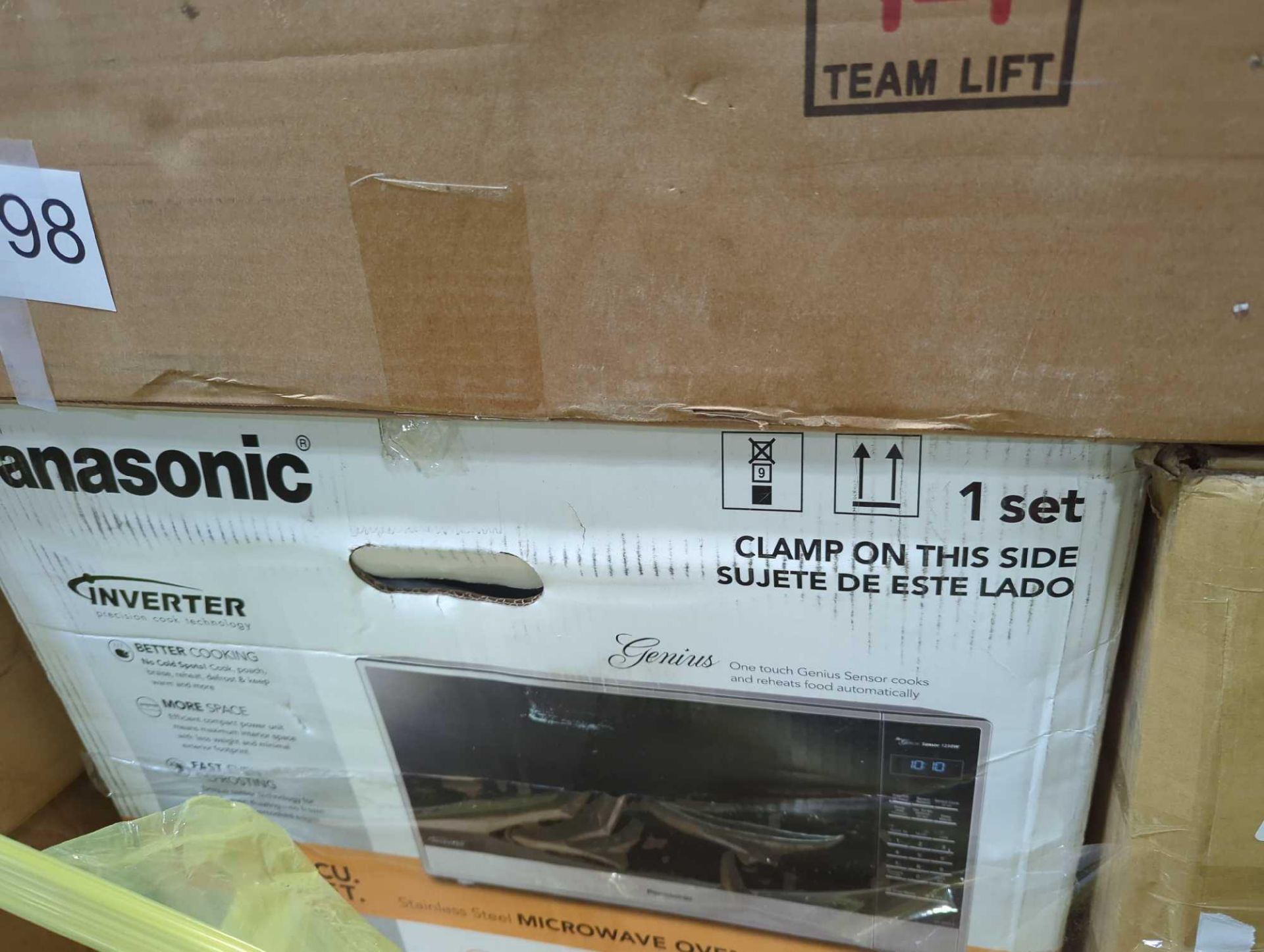 Panasonic microwave, Samsonite product, miscellaneous furniture items, vacuum cleaner, wire shelving - Image 7 of 8