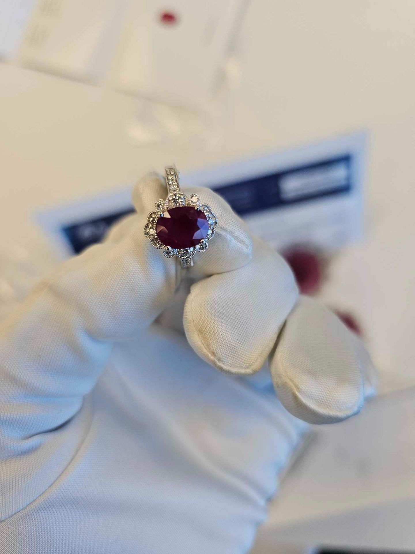 Platinum 2.06 carat Burmese ruby and diamond ring - Image 9 of 9