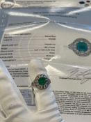 Jewelry: 18K White Gold Lady's Diamond & Emerald Ring