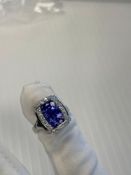 Jewelry: 18K White Gold Custom Made Lady's Diamond & Tanzanite Ring 8.90 gr tw